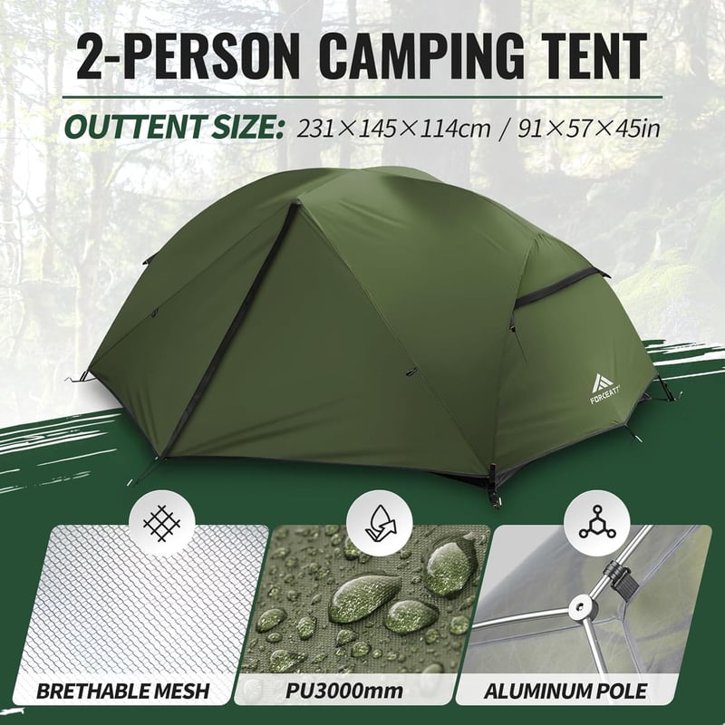 Waterproof 3-Season Backpacking Tent for 2-3 People