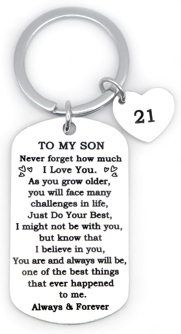 21st Birthday Keychain Gift for Son from Parents