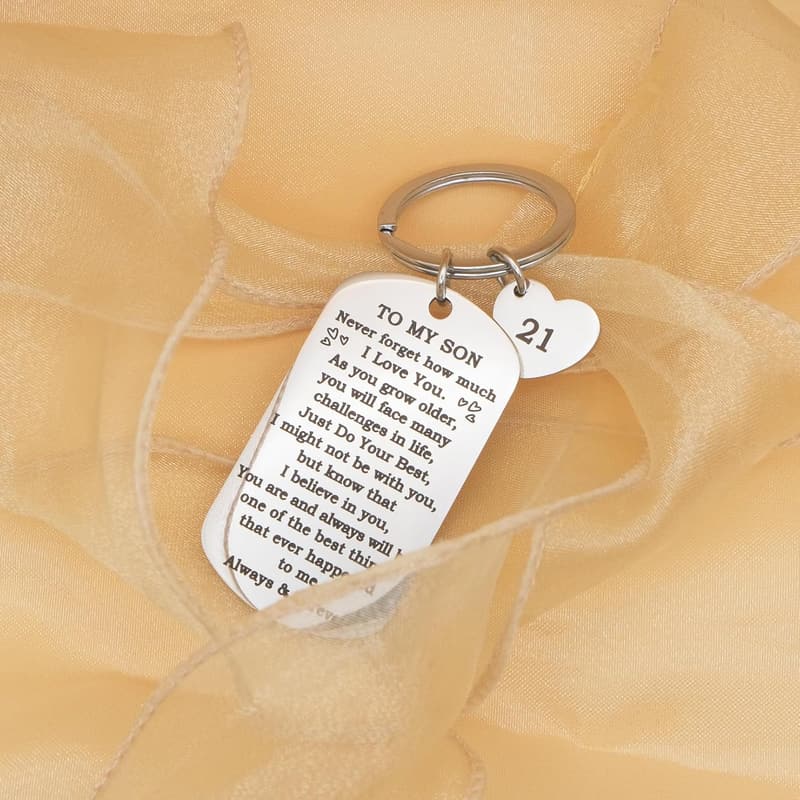 21st Birthday Keychain Gift for Son from Parents
