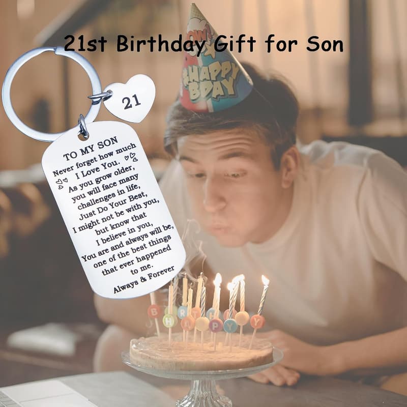 21st Birthday Keychain Gift for Son from Parents