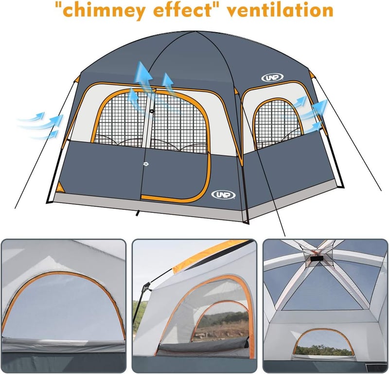 Family Camping Tent, 6-Person, Waterproof, Easy Setup, Double Layer