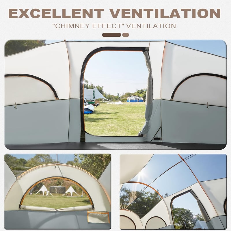 Waterproof 8-Person Family Camping Tent with Privacy Divider