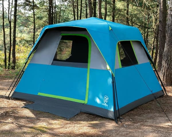 Family Camping Tent - 6-Person Instant Blackout Cabin with Rainfly