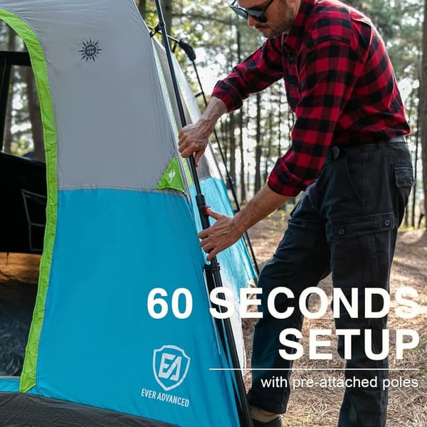 Family Camping Tent - 6-Person Instant Blackout Cabin with Rainfly