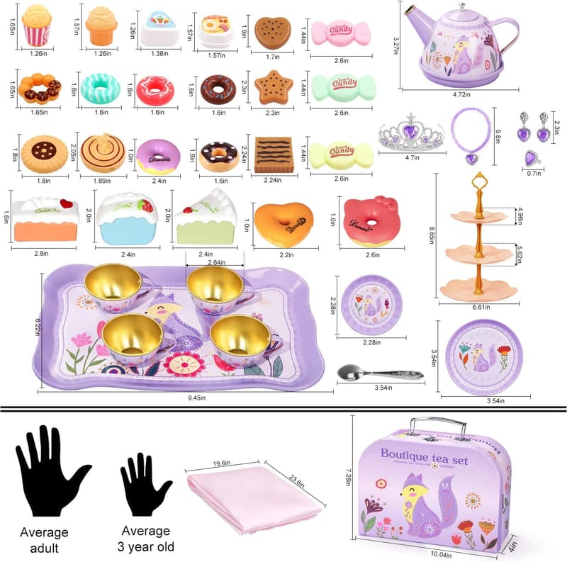 Princess Tea Party Set - 49PCS Toy for Kids Age 3-8