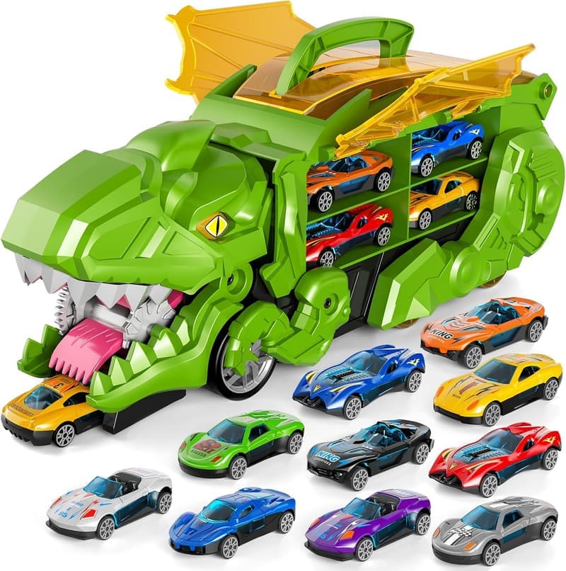 Dinosaur Transporter Truck Toy Set for Toddlers (3-6 Years)