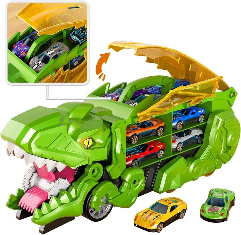 Dinosaur Transporter Truck Toy Set for Toddlers (3-6 Years)