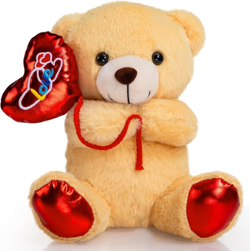 I Love You Teddy Bear Plush with Red Love Balloon - 10 inches