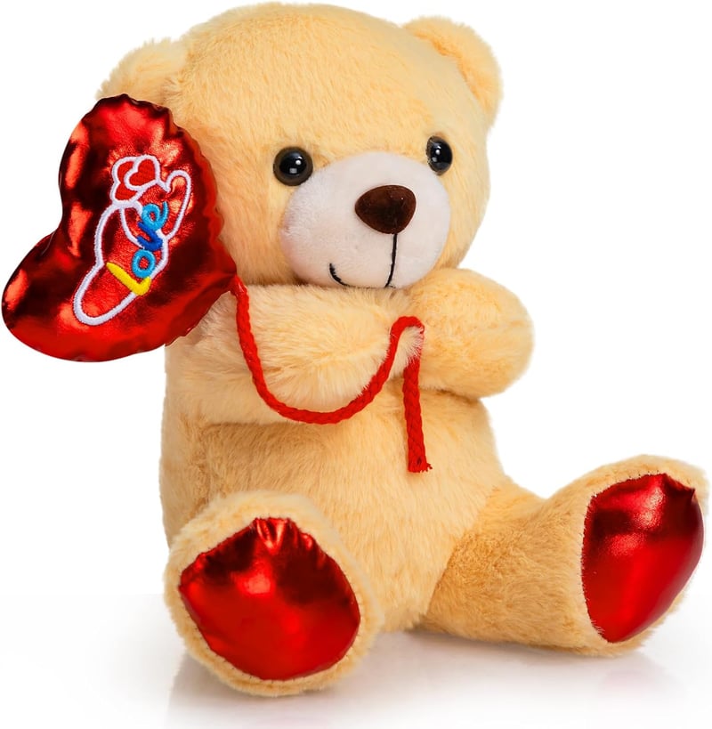 I Love You Teddy Bear Plush with Red Love Balloon - 10 inches