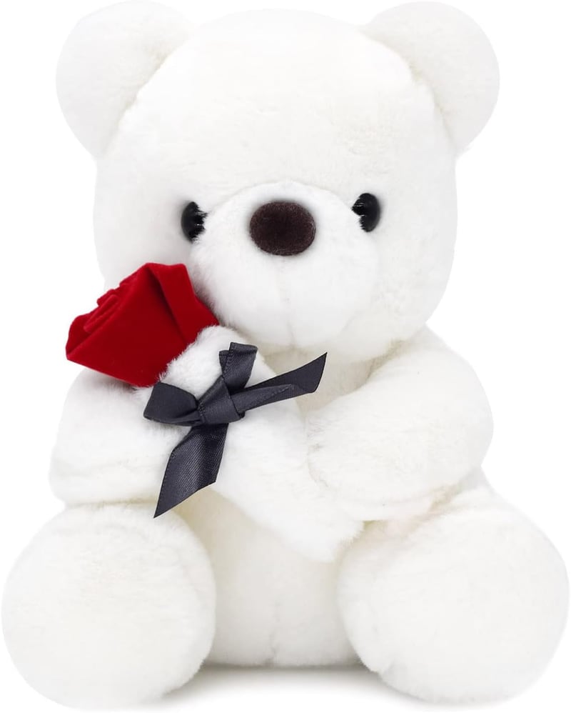 Soft Plush Teddy Bear with Rose - Perfect Gift for Her