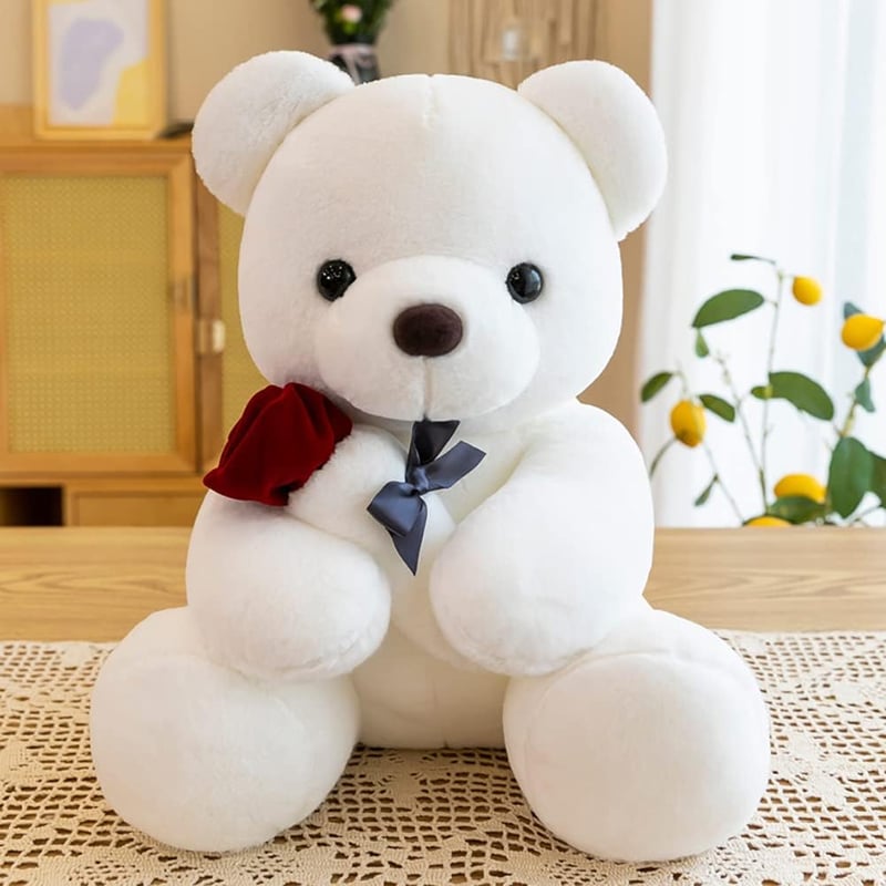 Soft Plush Teddy Bear with Rose - Perfect Gift for Her