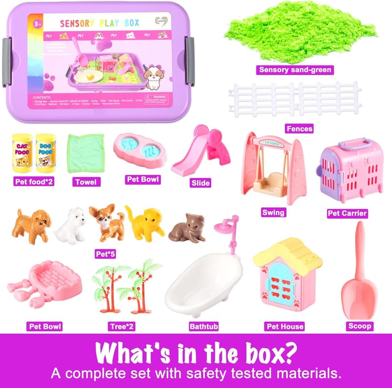 Pet Sensory Play Set with Sand for Kids Ages 3-6