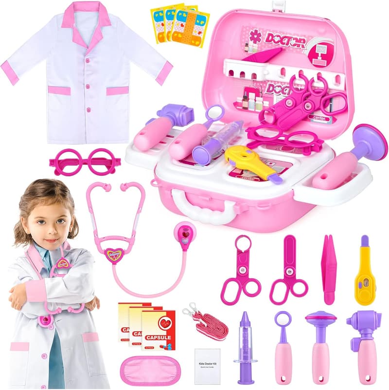 Doctor Pretend Play Kit for Girls - 22-Piece Medical Set