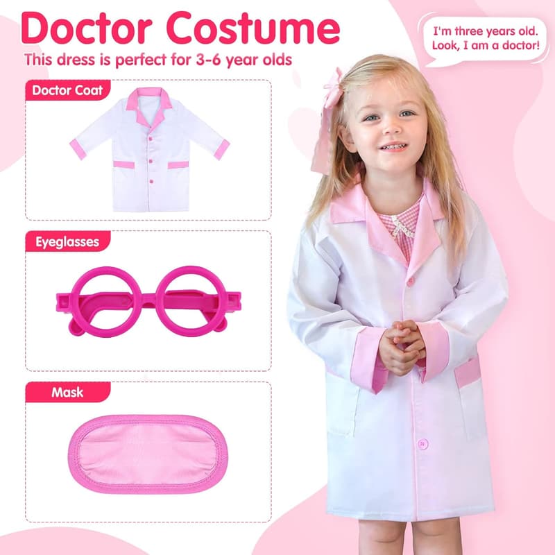 Doctor Pretend Play Kit for Girls - 22-Piece Medical Set