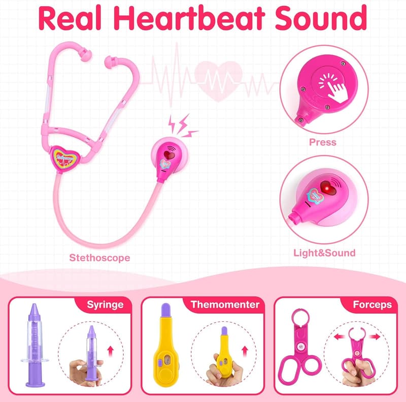 Doctor Pretend Play Kit for Girls - 22-Piece Medical Set