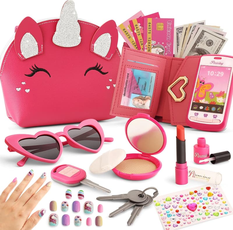 Unicorn Toddler Purse with Pretend Makeup Kit | Birthday Gift for Girls 3-6