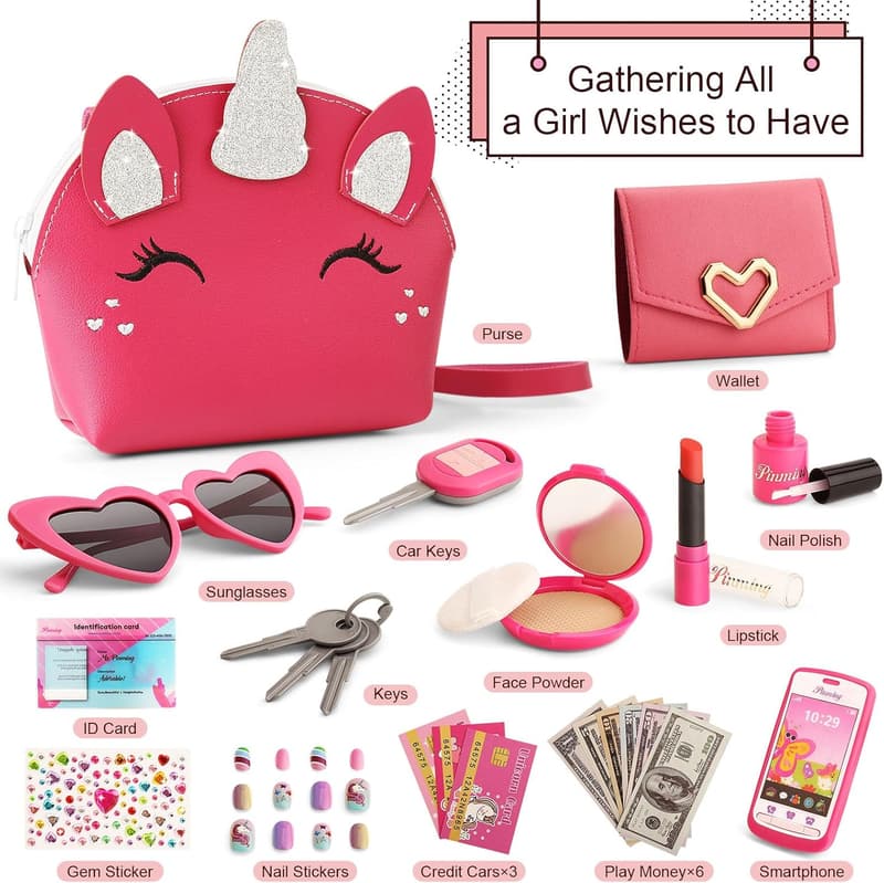Unicorn Toddler Purse with Pretend Makeup Kit | Birthday Gift for Girls 3-6