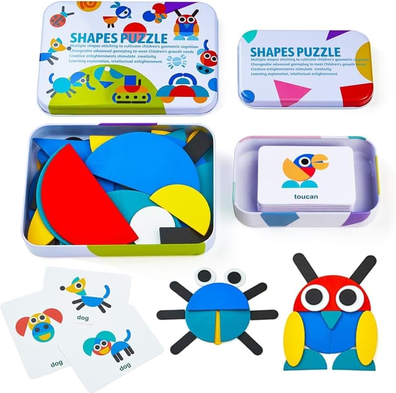 Montessori Wooden Shape Puzzles for Toddlers 3+ Years
