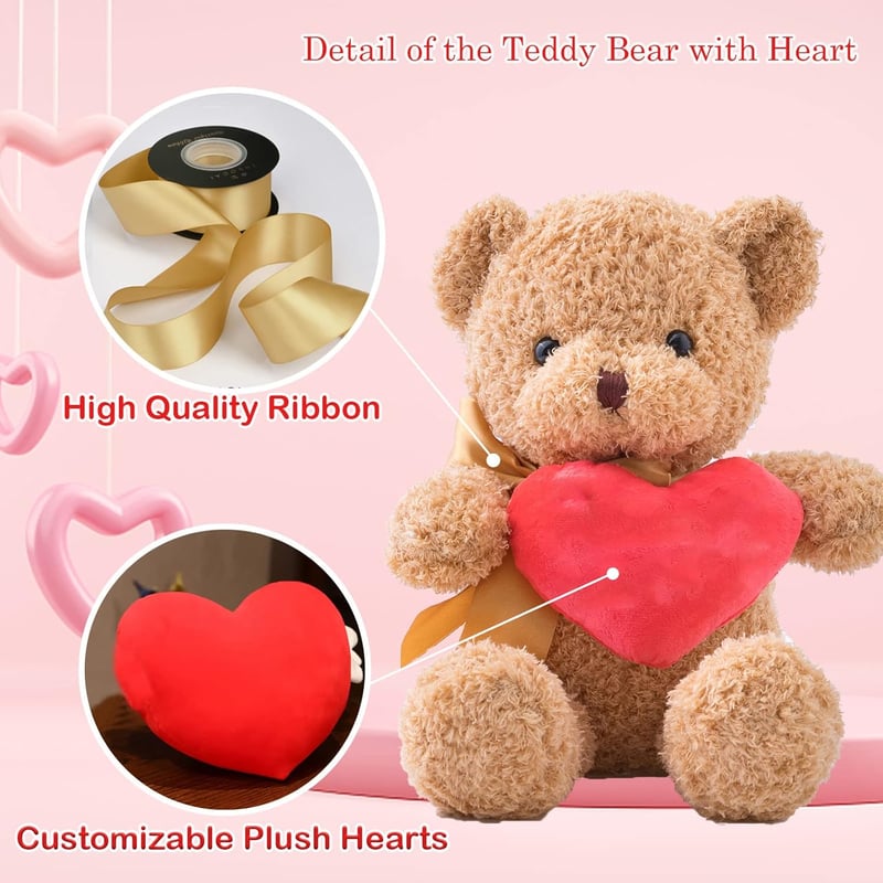 Personalized Teddy Bear with Heart - Custom Gift for Couples