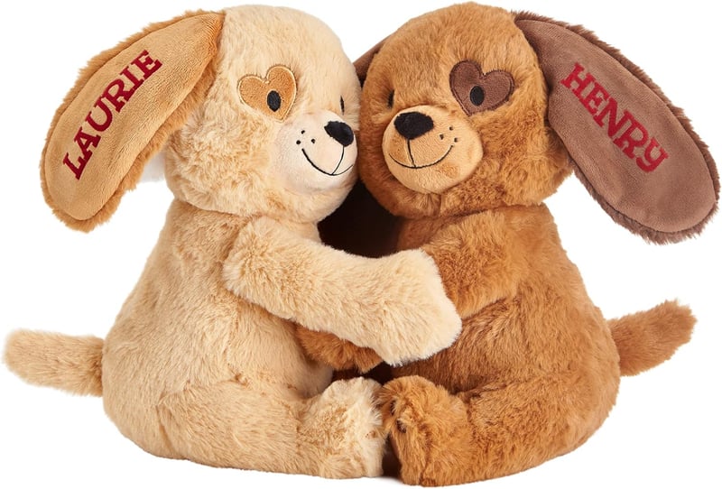 Personalized Plush Hugging Puppies for Valentine's Day Couples