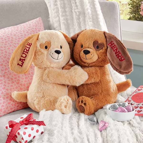 Personalized Plush Hugging Puppies for Valentine's Day Couples