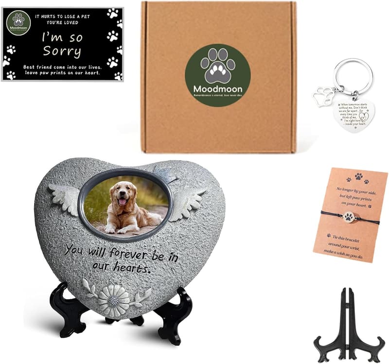 Pet Loss Sympathy Gift Basket with Memorial Stone for Dog