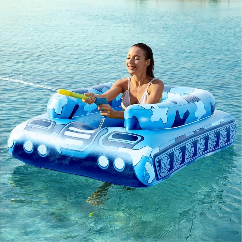 Inflatable Tank Pool Float with Water Cannon for Kids & Adults