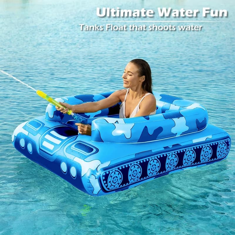 Inflatable Tank Pool Float with Water Cannon for Kids & Adults