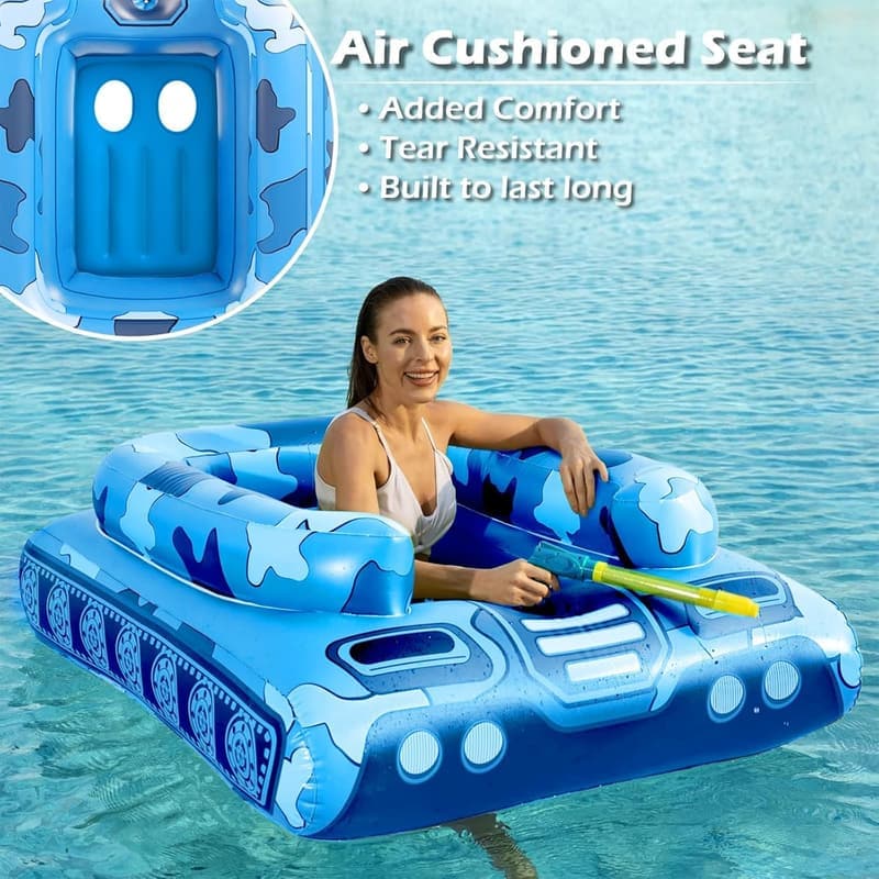 Inflatable Tank Pool Float with Water Cannon for Kids & Adults