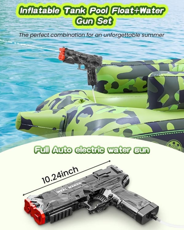 Inflatable Tank Pool Float with Automatic Water Gun