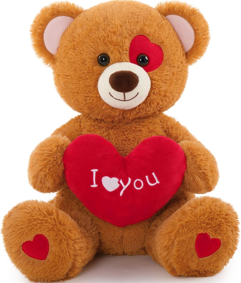 Valentine's Day Teddy Bear Plush with Heart Pillow - 20”