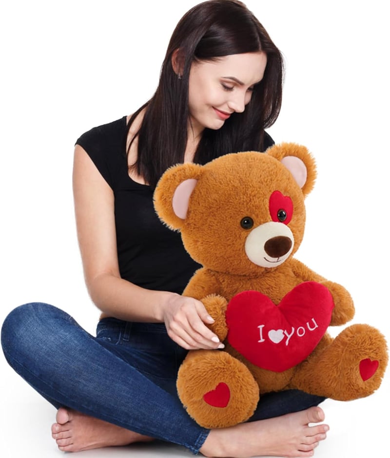 Valentine's Day Teddy Bear Plush with Heart Pillow - 20”