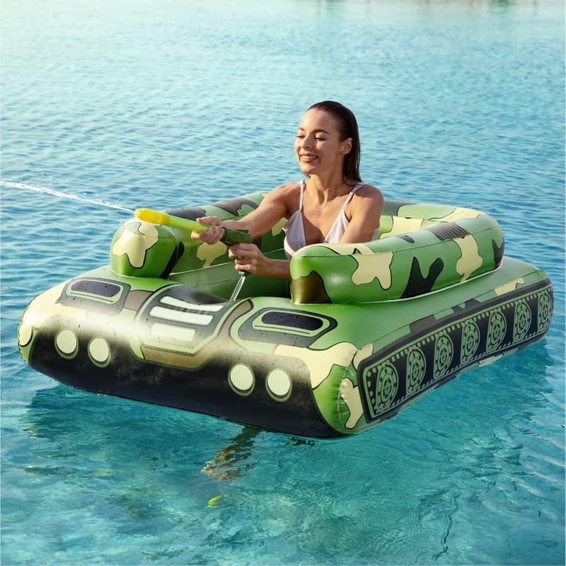 Tank Pool Float with Water Cannon Gun for Kids and Adults
