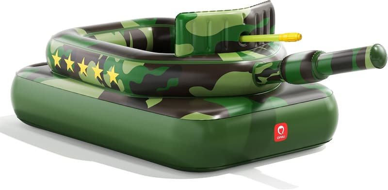Inflatable Camouflage Tank Pool Float with Water Cannon for Kids & Adults