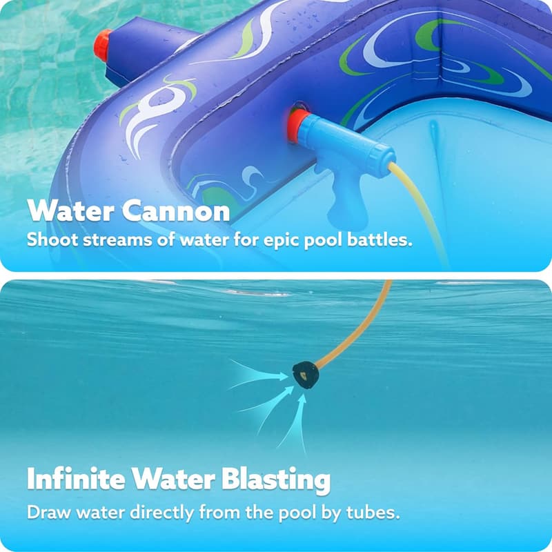 Inflatable Tank Pool Float with Water Gun for Kids