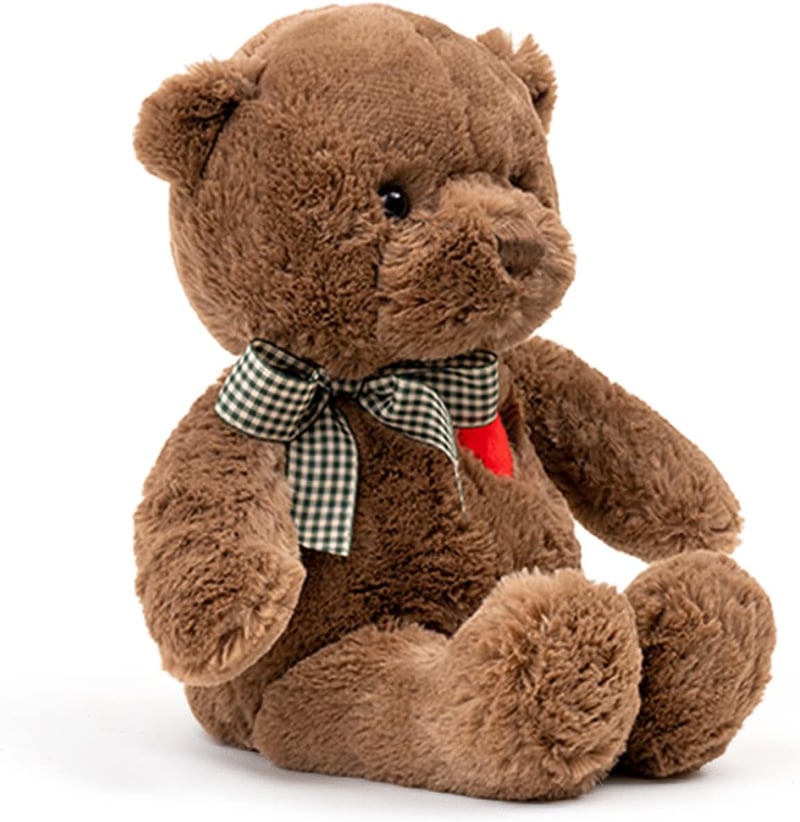 Cute Brown Teddy Bear Plushie - Soft 11.4” Heart Bear Gift