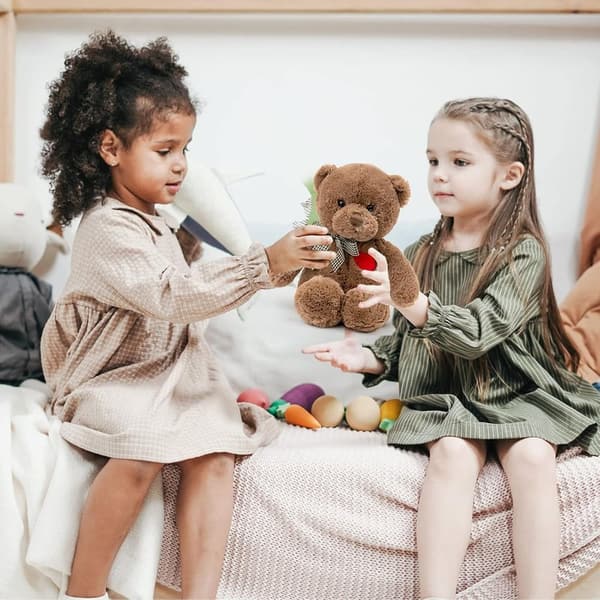 Cute Brown Teddy Bear Plushie - Soft 11.4” Heart Bear Gift