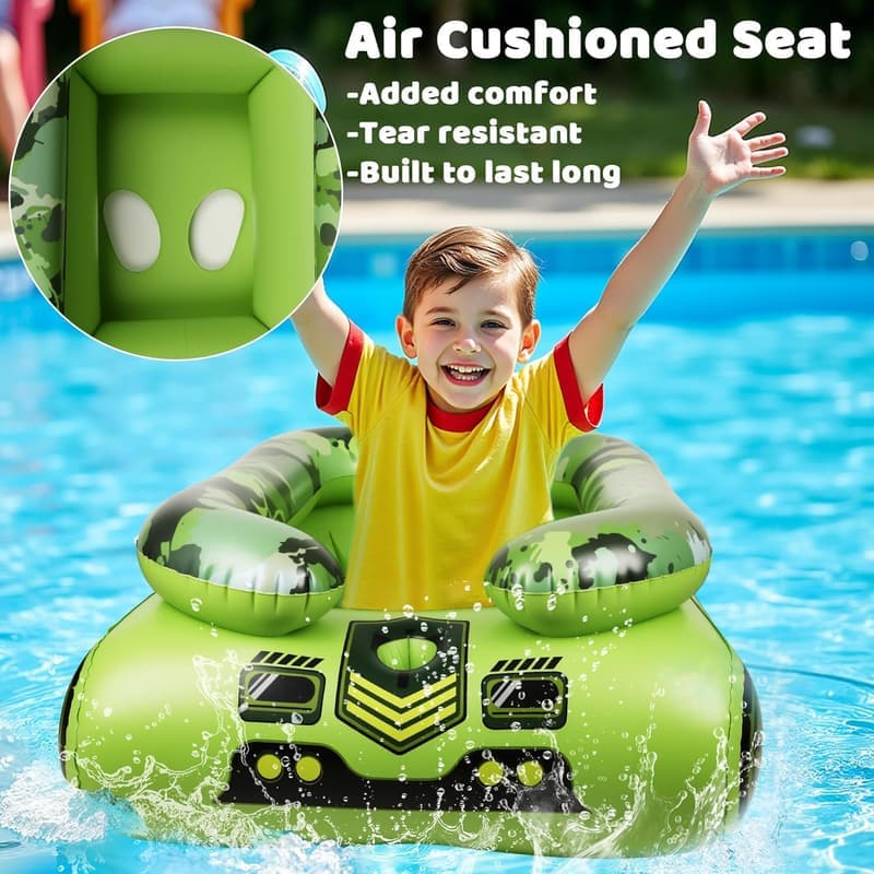 Kids Inflatable Tank Pool Float with Water Cannon Gun