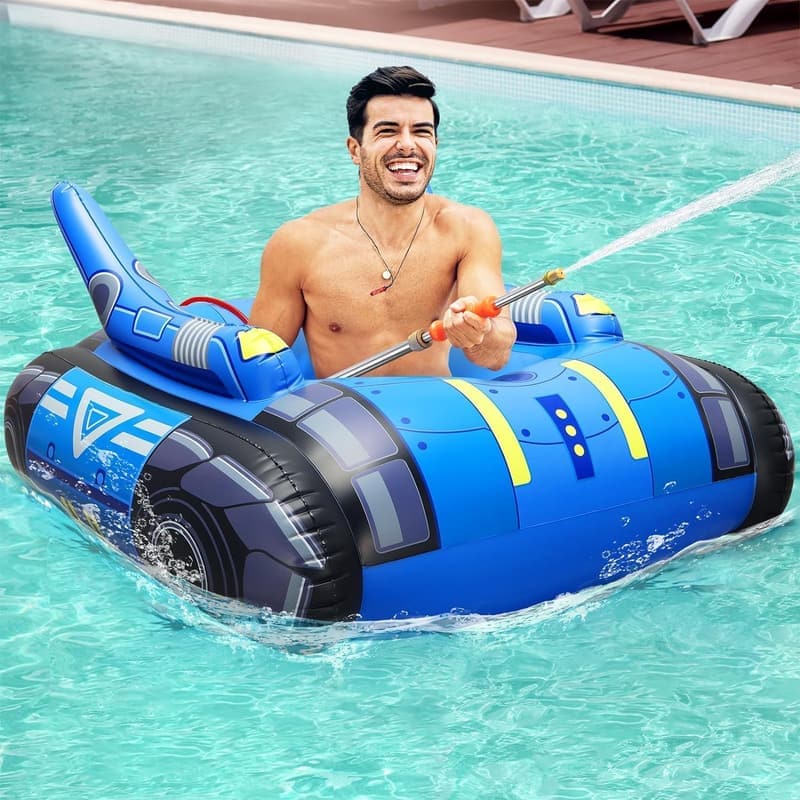 Inflatable Tank Pool Float for Adults with Water Cannon