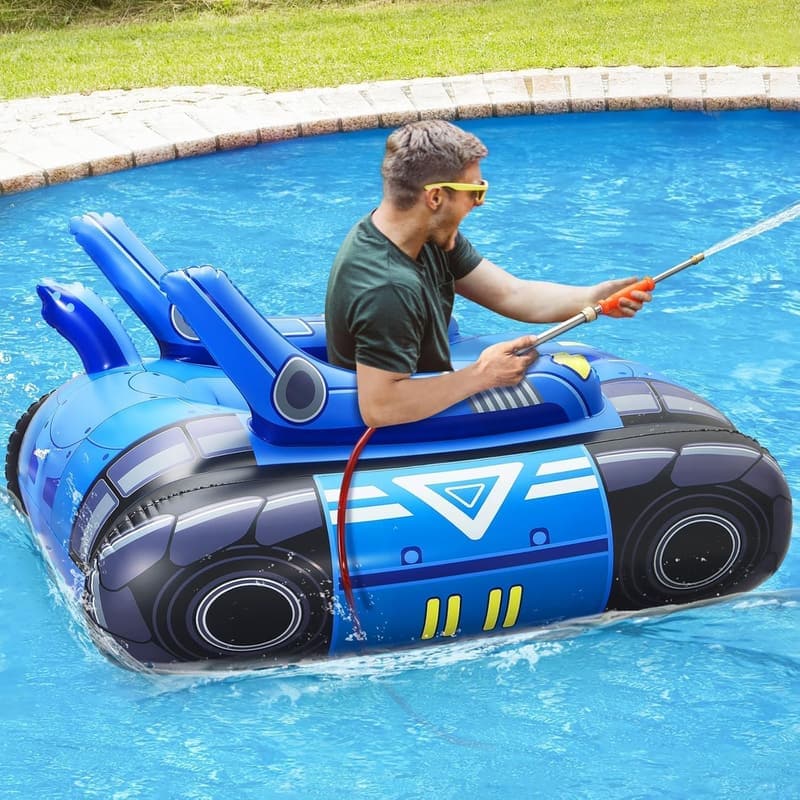 Inflatable Tank Pool Float for Adults with Water Cannon