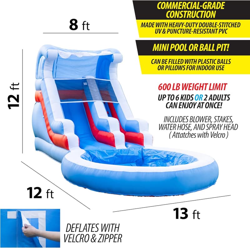 Commercial Grade Inflatable Water Slide with Blower (13x12x12)