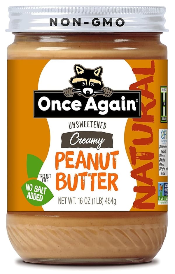 Natural Creamy Peanut Butter 16oz - Salt Free & Gluten Free