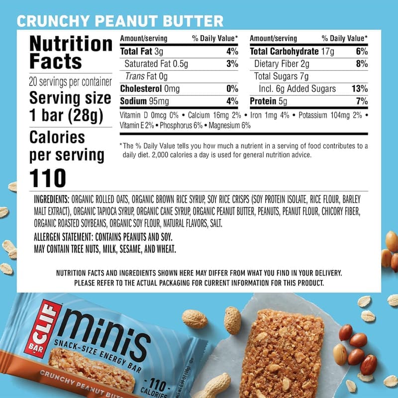 Plant-Based Crunchy Peanut Butter Snack Bars - 20 Pack