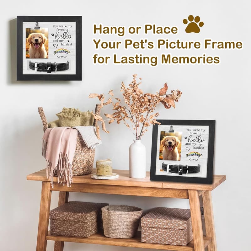 Pet Memorial Frame with Collar Holder - Dog Loss Gift