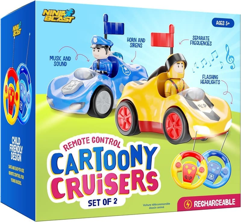 Easter Gift: 2-Pack Rechargeable RC Cartoon Cars for Kids