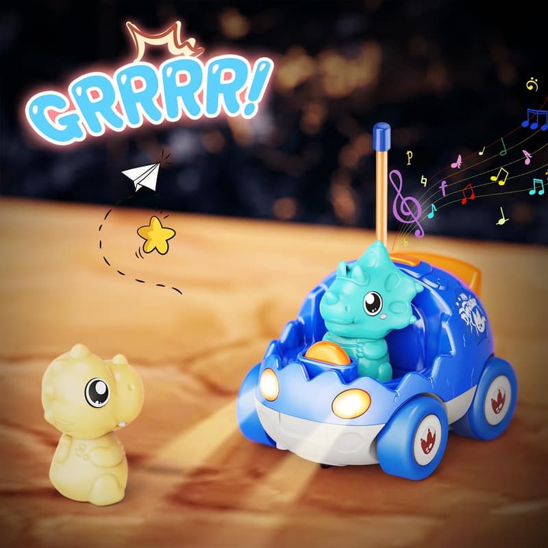 Dinosaur Remote Control Cars - 2 Pack for Kids Ages 2-6
