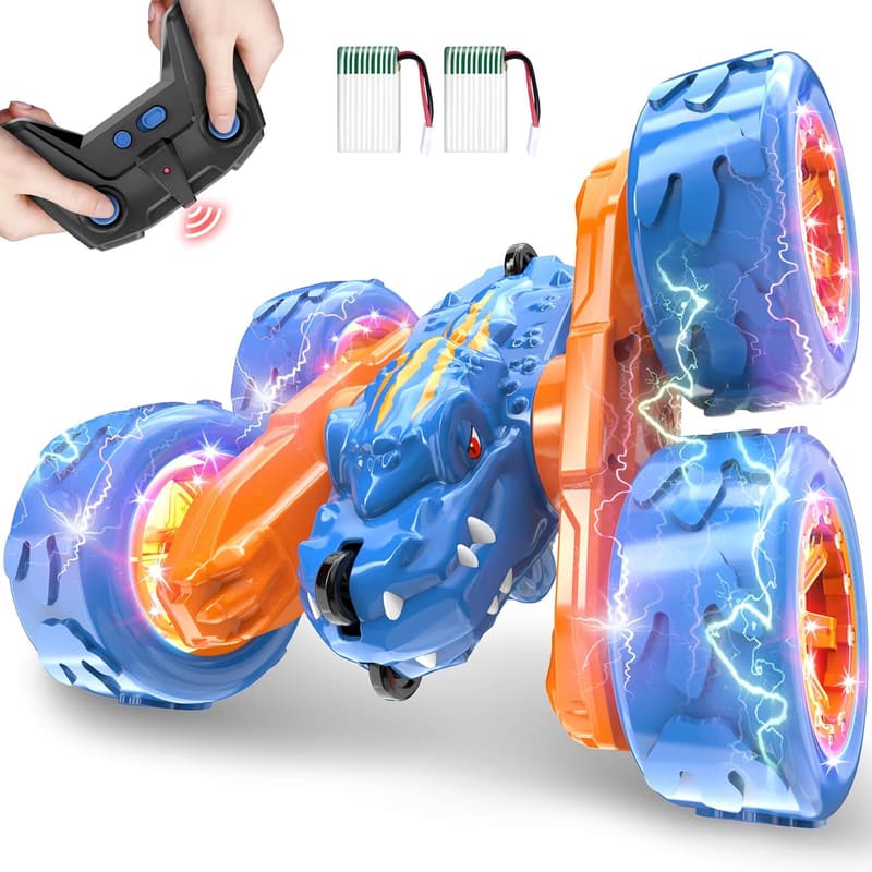 Dinosaur Remote Control Car Toy for Kids, Rechargeable Stunt Vehicle