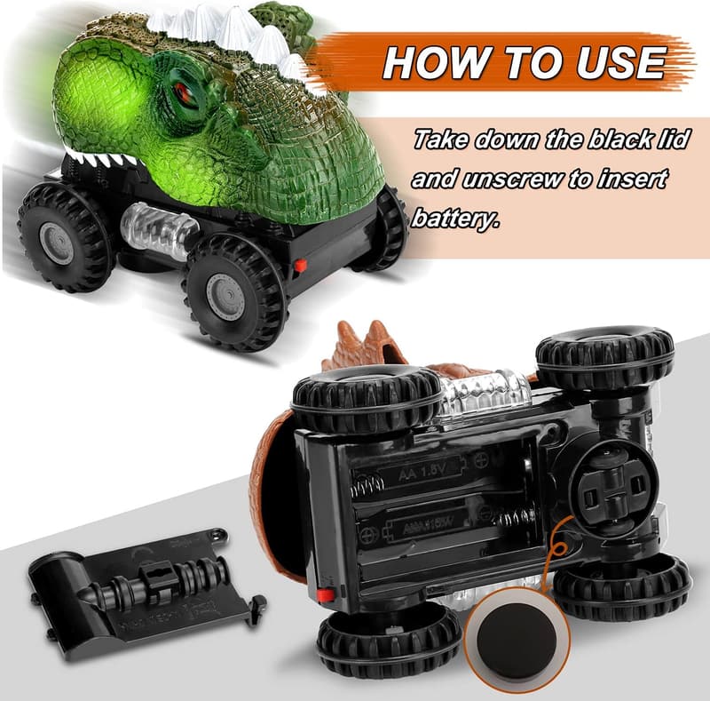 Dinosaur Car Toys for Toddlers - Birthday Gift for Ages 2-5