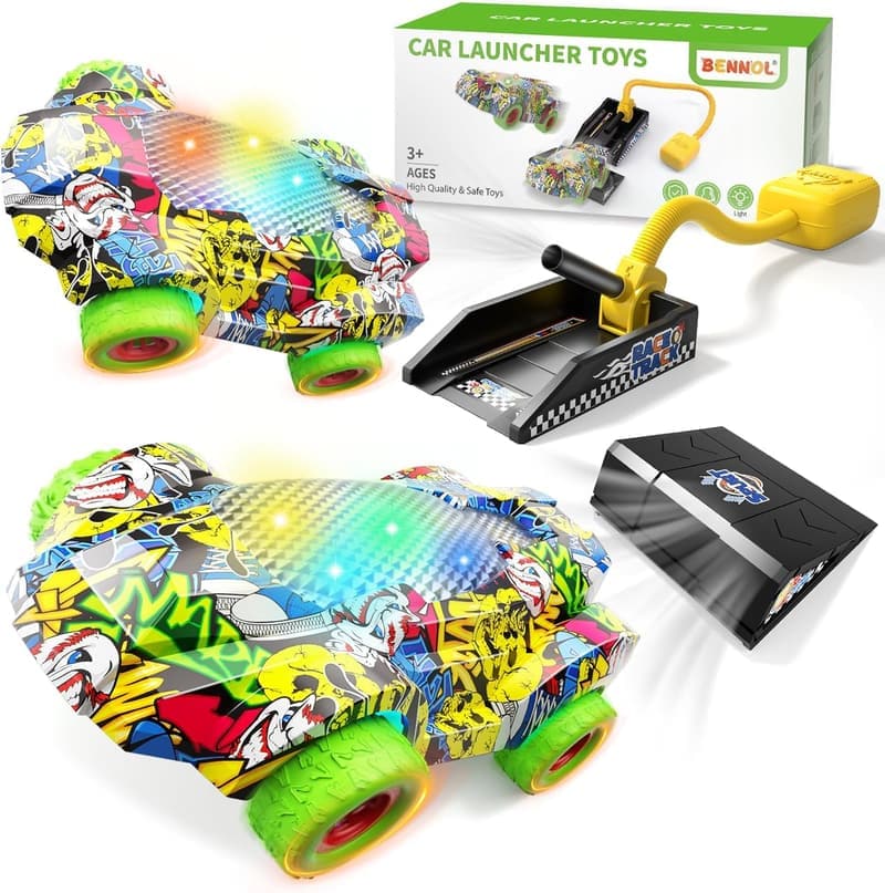 Indoor/Outdoor Car Launcher Set for Toddler Boys, Ages 3-6