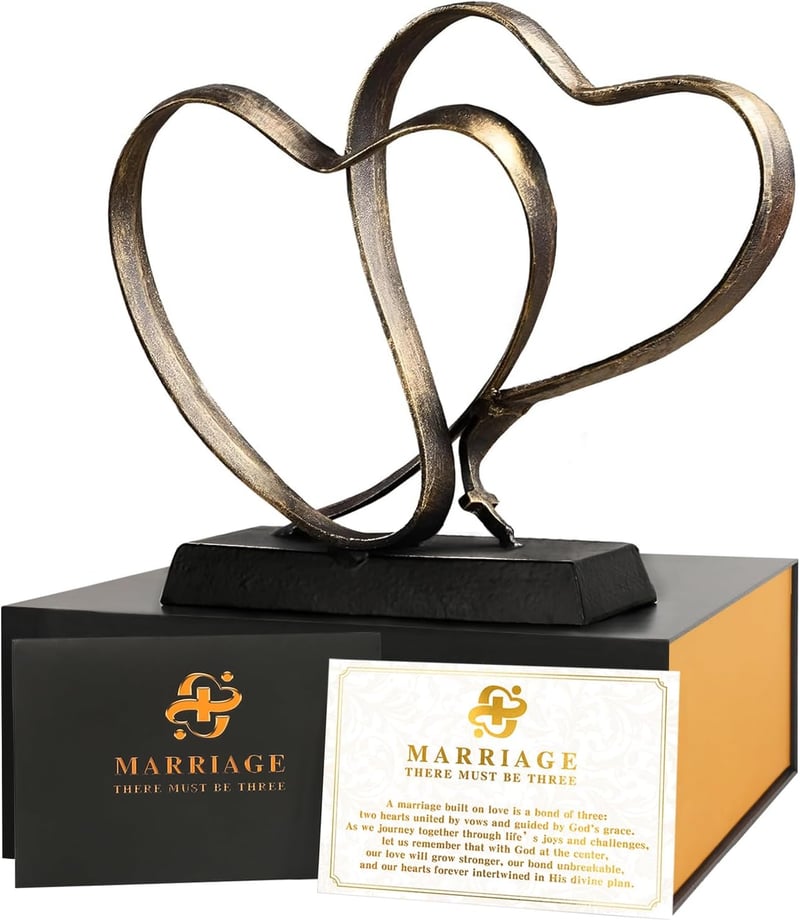 Anniversary Iron Heart Sculpture for Couples - Gift Boxed